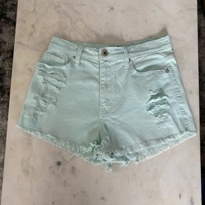 Light blue high rise jean short